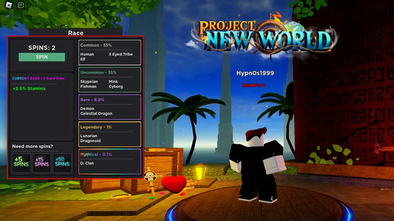 Change Races Screen in Project New World 