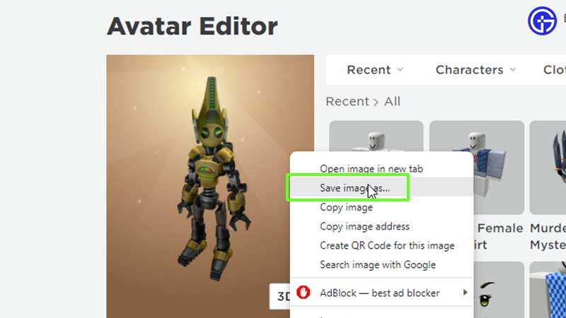 How to get a transparent version of your roblox avatar picture