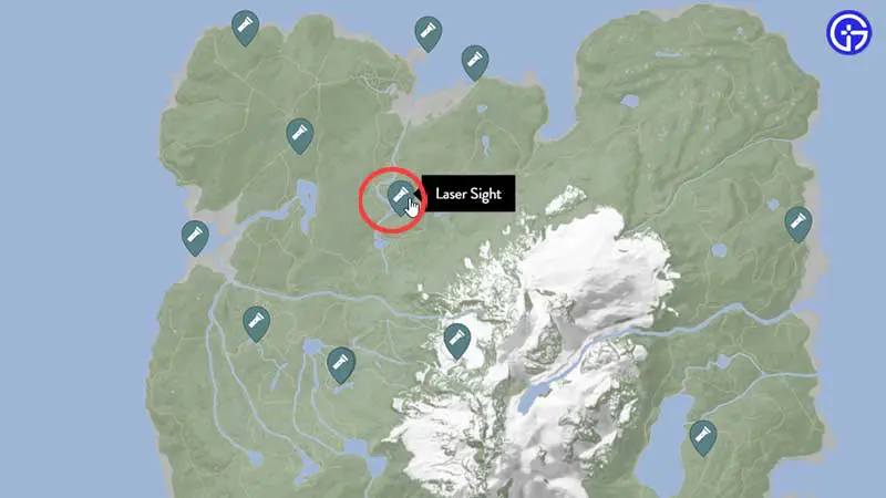 laser sight location on map 