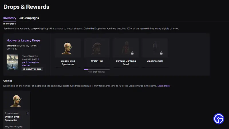 hogwarts legacy get redeem claim twitch drops