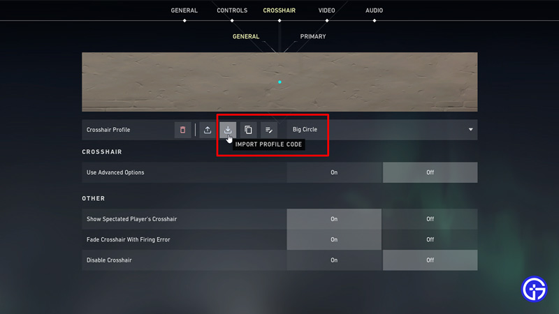 settings to get dot crosshair in valorant