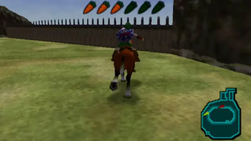 zelda ocarina of time jump over fence with epona