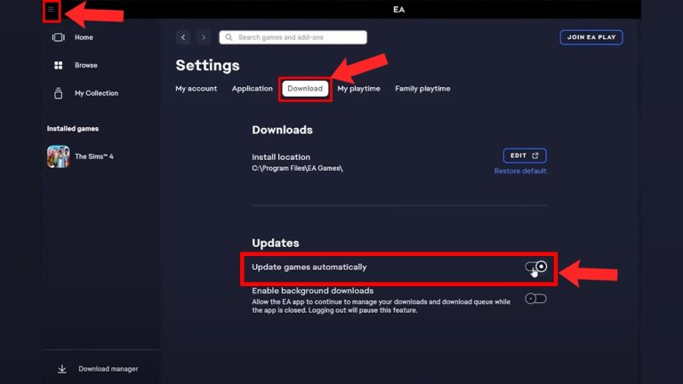 ea sims 4 keeps saying update required