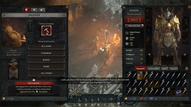 How to Salvage Gear or any other Item in Diablo 4