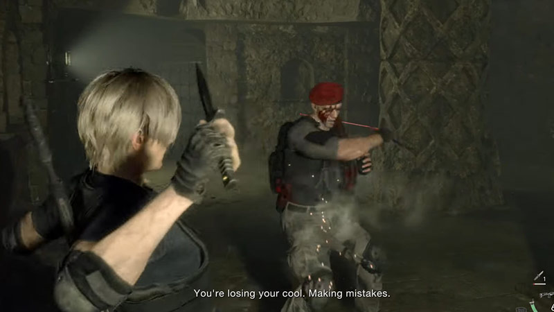 chapter 14 beat krauser in melee fight in re4 remake