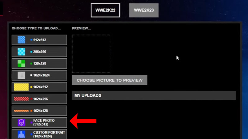 Face Scan Option on WWE official website