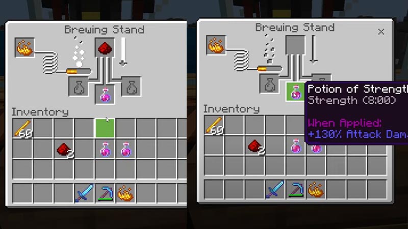 make / craft Strength Potion 2 in Minecraft (Recipe)