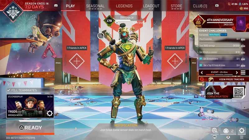 How to Fix the 'Join Failed, Game Version does not Match Host' Error in Apex Legends