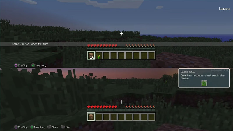 Minecraft split 2024 screen ps4