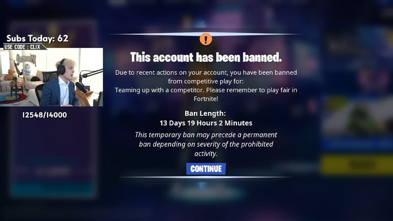 clix banned page fortnite