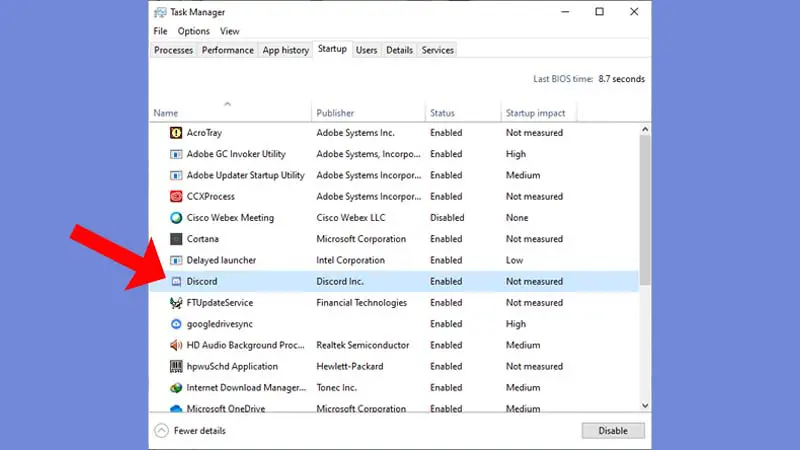 Restart Discord in Task Manager