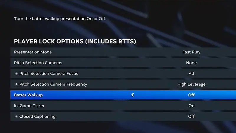 game settings xp mlb 