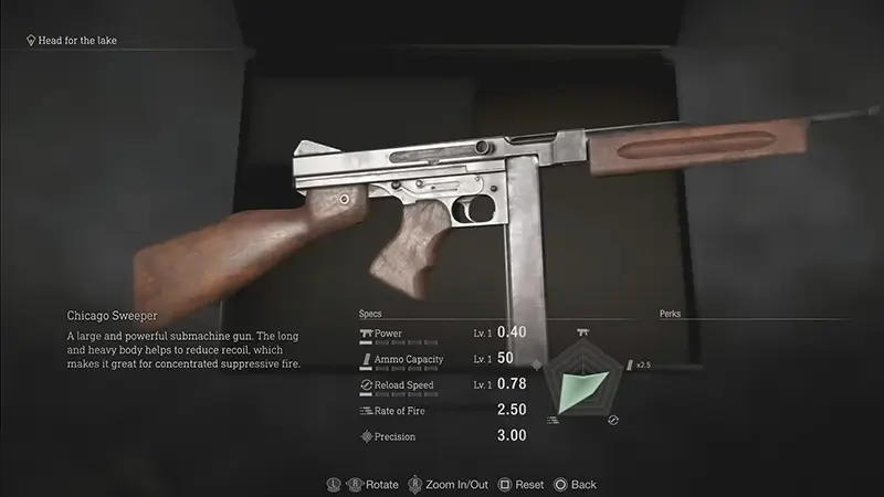 Chicago Sweeper Typewriter Tommy Gun in RE4 Remake