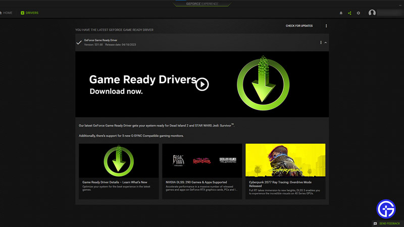 update graphics driver for jedi survivors