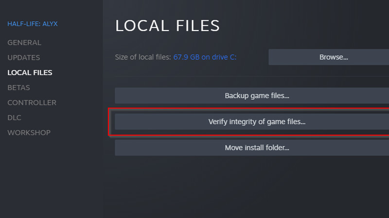 Verify integrity of game files fix in Steam