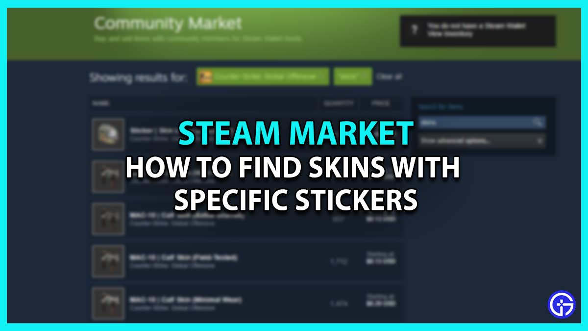search How to Find Skins with Specific Stickers on Steam Community Market