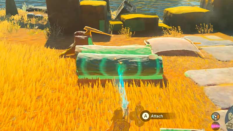 Place logs next to each other to build wooden platform in Zelda ToTK