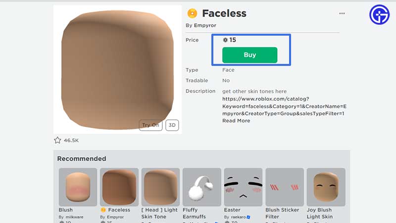 how to get no face avatar roblox