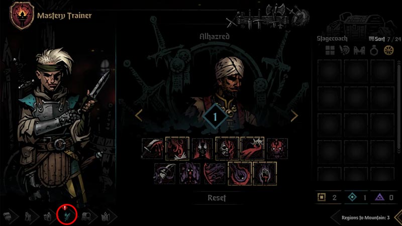 Upgrade characters in Mastery Trainer in Darkest Dungeon 2