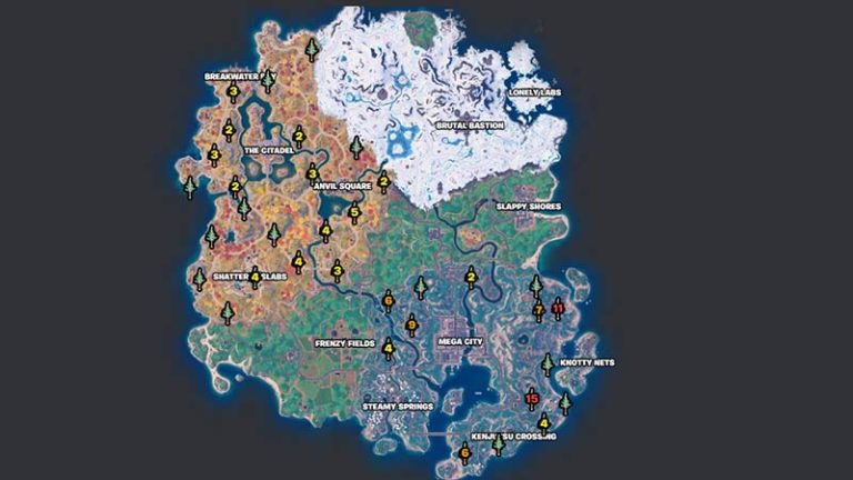 Fortnite Timber Pine Locations On Map (Chapter 4 Season 2)