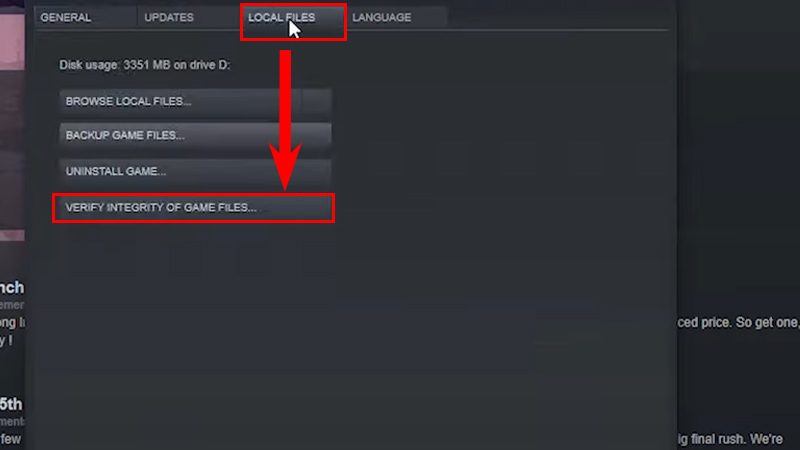 Integrity of game files steam 