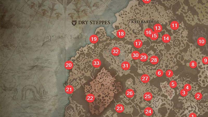 Dry Steppes Altar of Lilith Locations