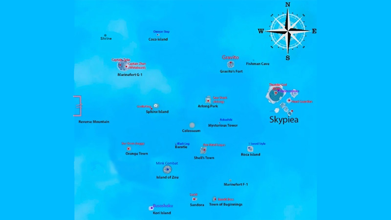 Grand Piece Online Map: All First, Second Sea & Skypiea Locations