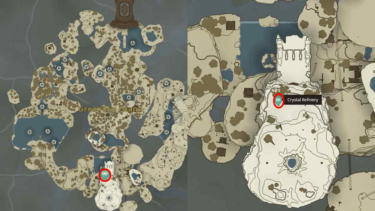 Where to Find Crystal Refinery in Zelda TotK (Locations) Great Sky Island