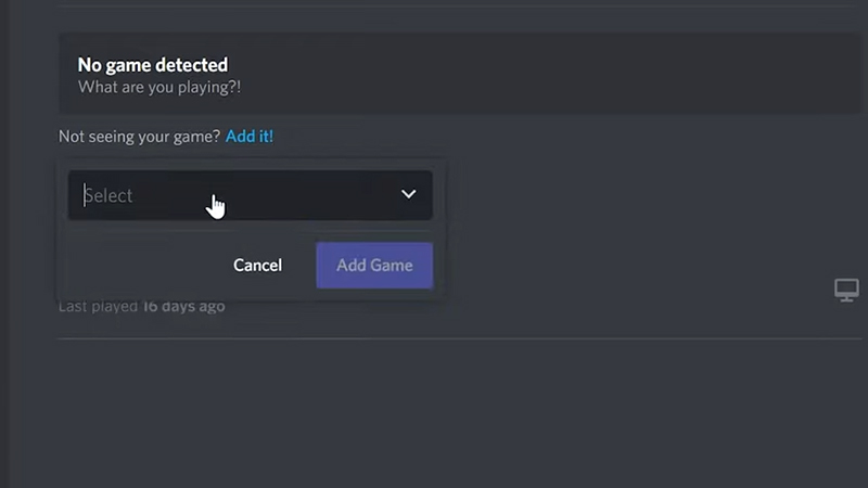add game manually on discord 