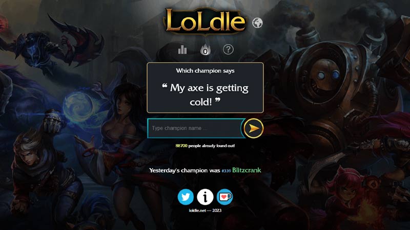 Axe Getting Cold LoLdle answer for Quotes Mode