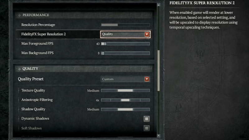 Turn FSR 2 On for best Steam Deck settings in Diablo IV