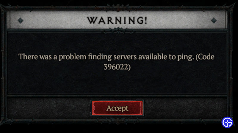 problem finding servers available to ping diablo 4