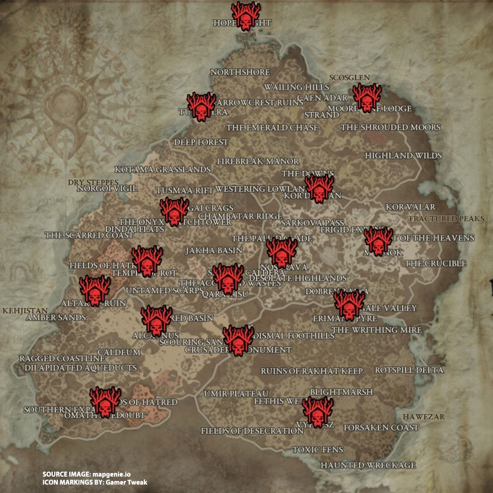 Diablo 4 Stronghold locations