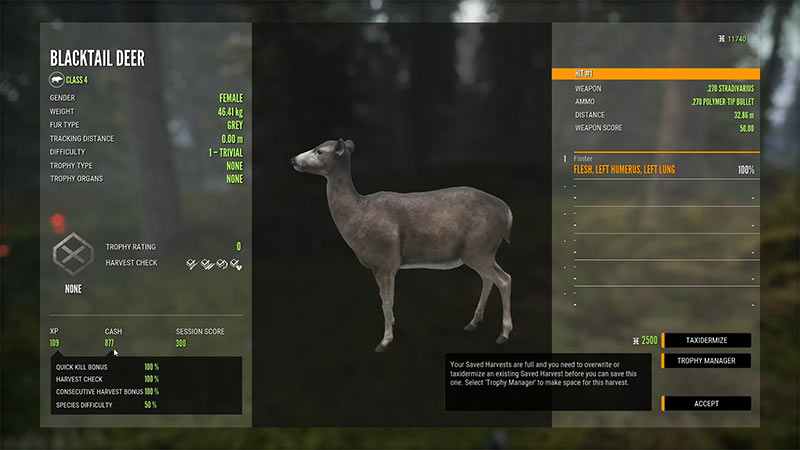 harvest animals in the hunter call of the wild