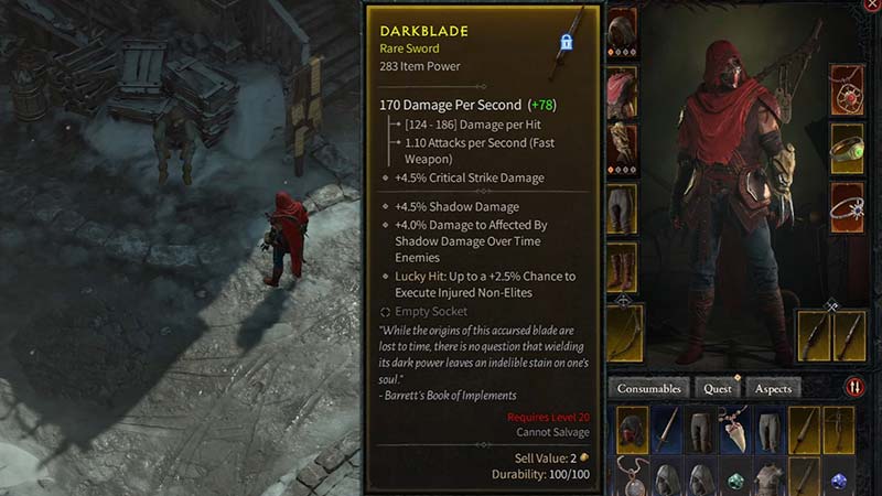 how to find the darkblade in diablo IV