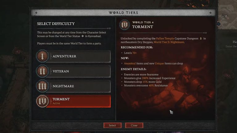 Diablo 4 World Tier 4 - How To Unlock