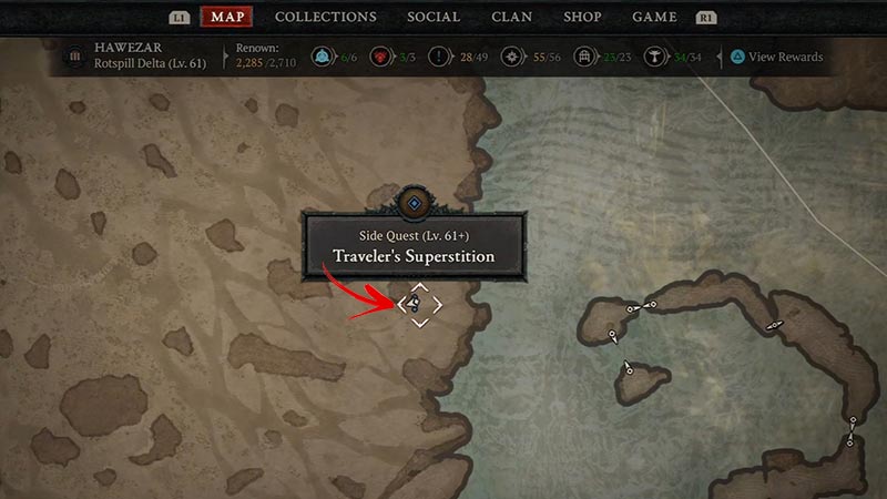 travelers superstition quest location