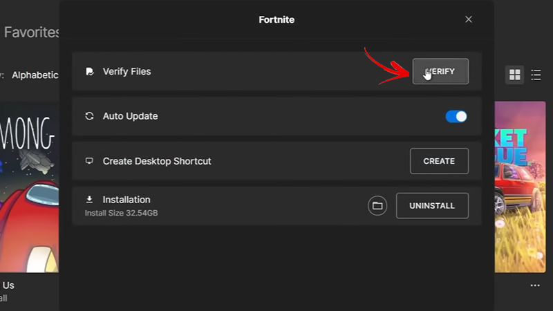verify epic game files to fix fortnite error