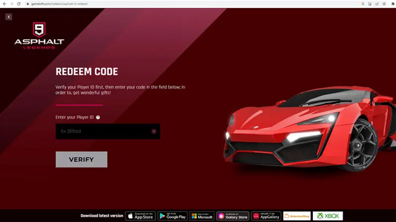 Asphalt 9 Legends Redeem Code 