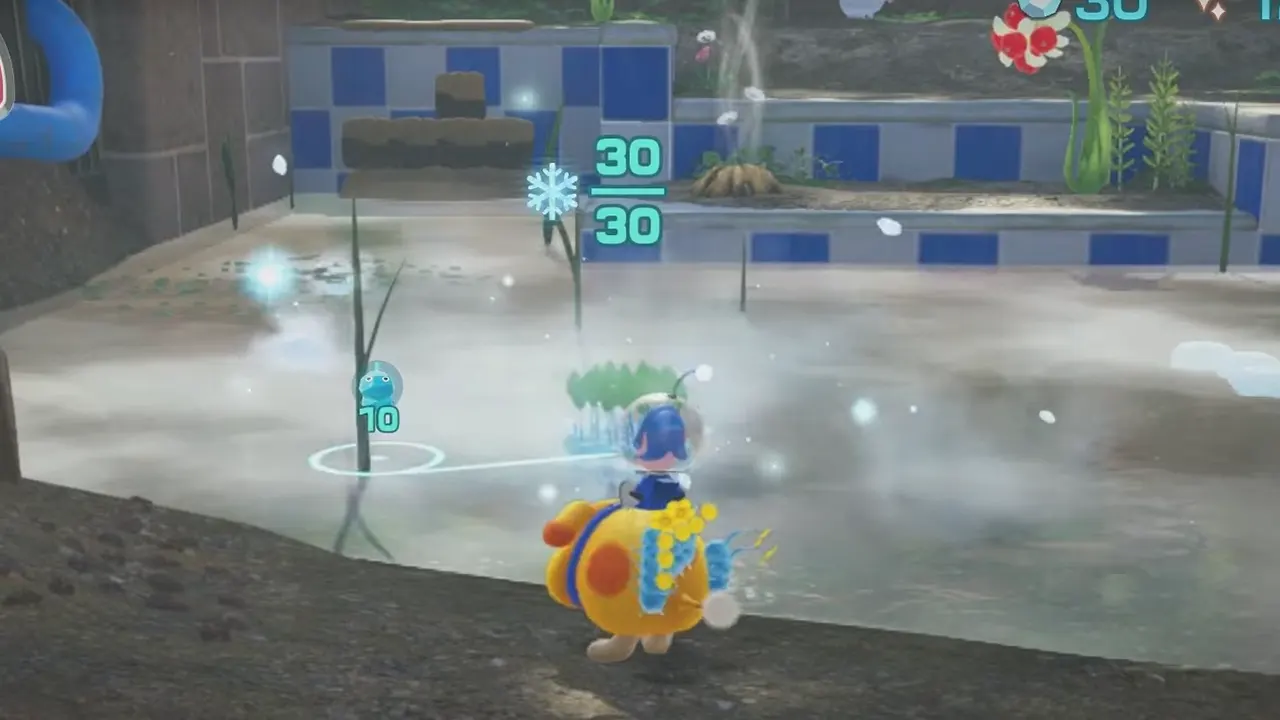 freeze the water using 30 ice pikmin to unlock onion in Pikmin 4