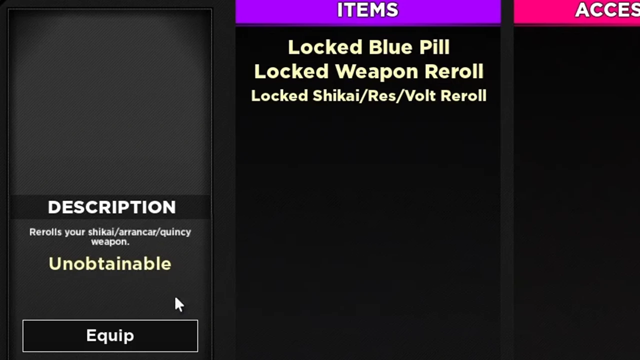 locked weapon reroll type soul