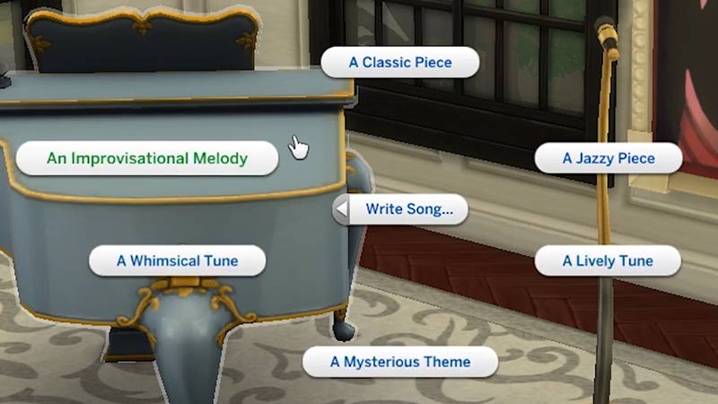 write song option the sims 4