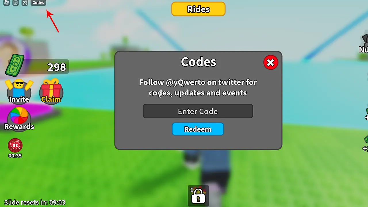 How to Redeem Codes in Slide Down A Hill