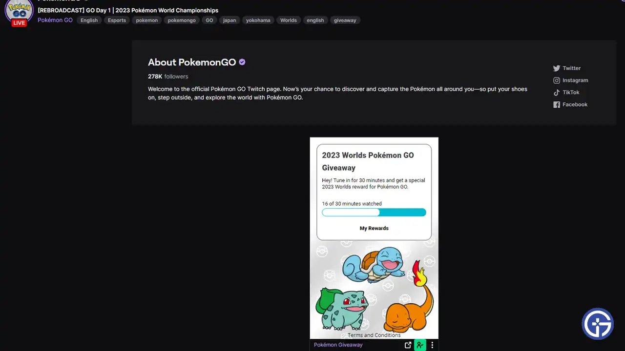 Pokemon Go World Championship 2023 Research Twitch Codes