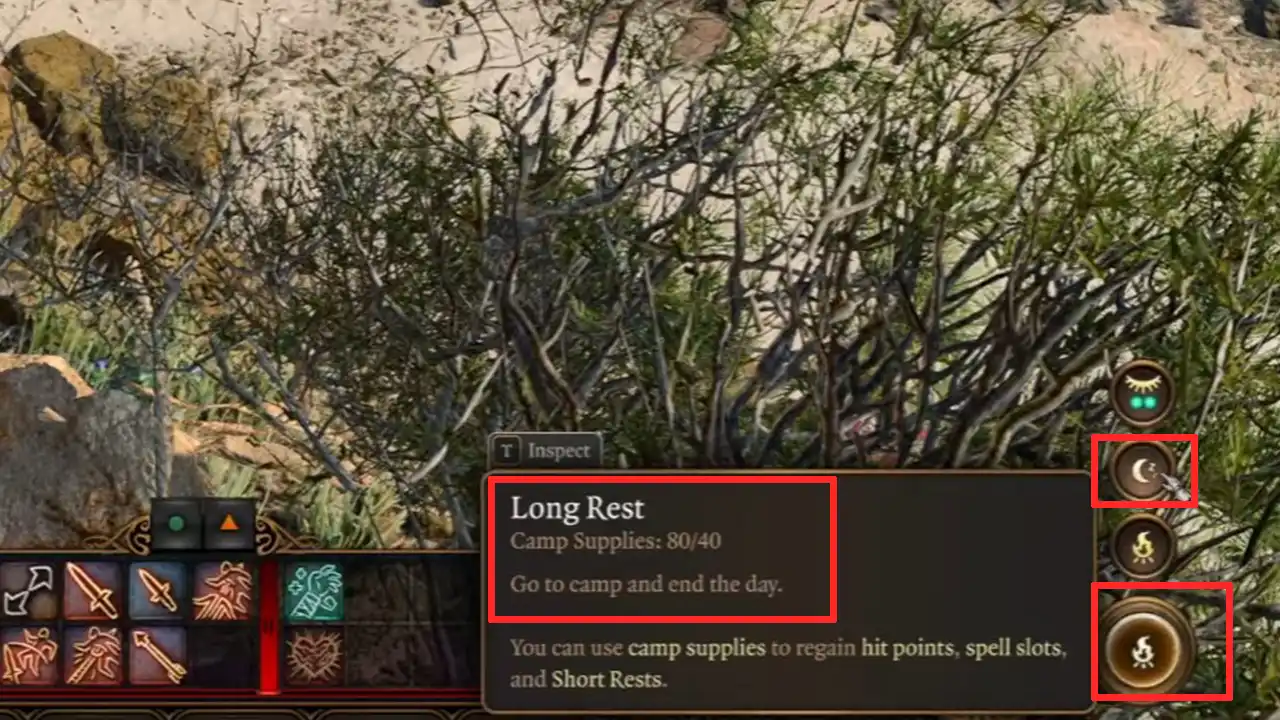 how to go to camp and rest baldurs gate 3