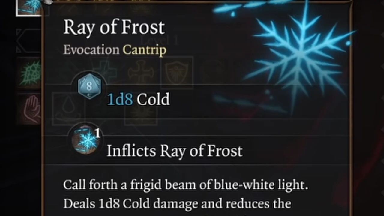 use ray of frost spell in baldur's gate 3 