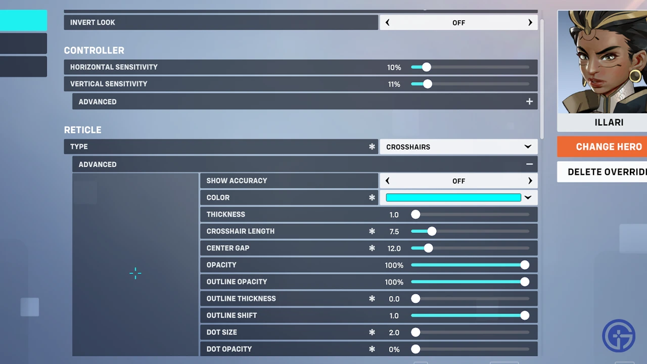 support settings for crosshair ow2 