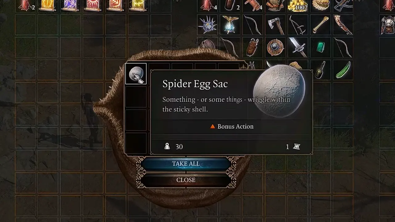 how to use spider egg sac in baldur's gate 3 