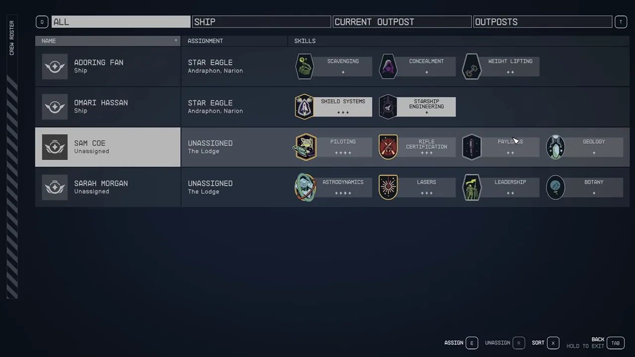 assign companion to see outpost in ship menu