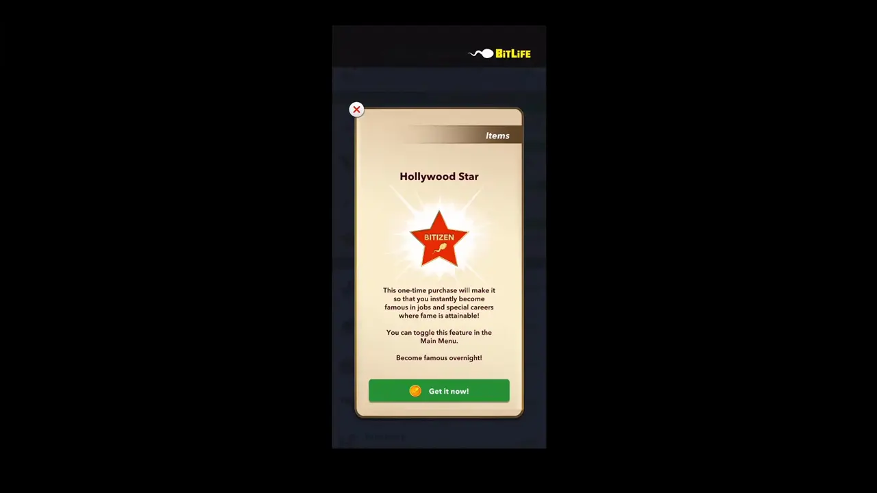 get hollywood star in bitlife